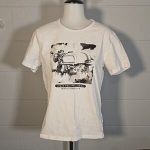 Louis Philippe White Graphic T-Shirt for Men